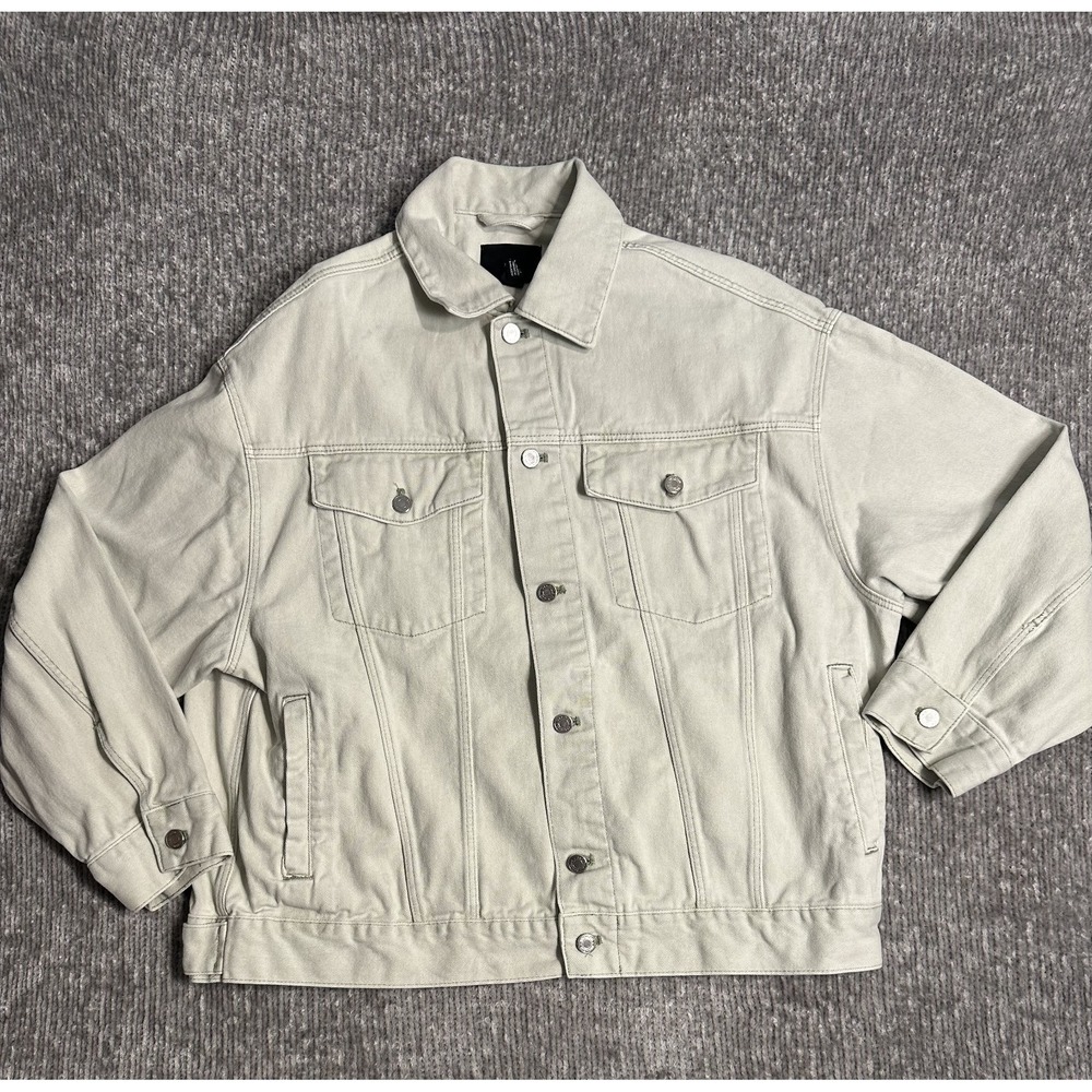 H&M Trucker Jacket Mens Large Vintage Fit Acid Wash Denim Button Up Pockets
